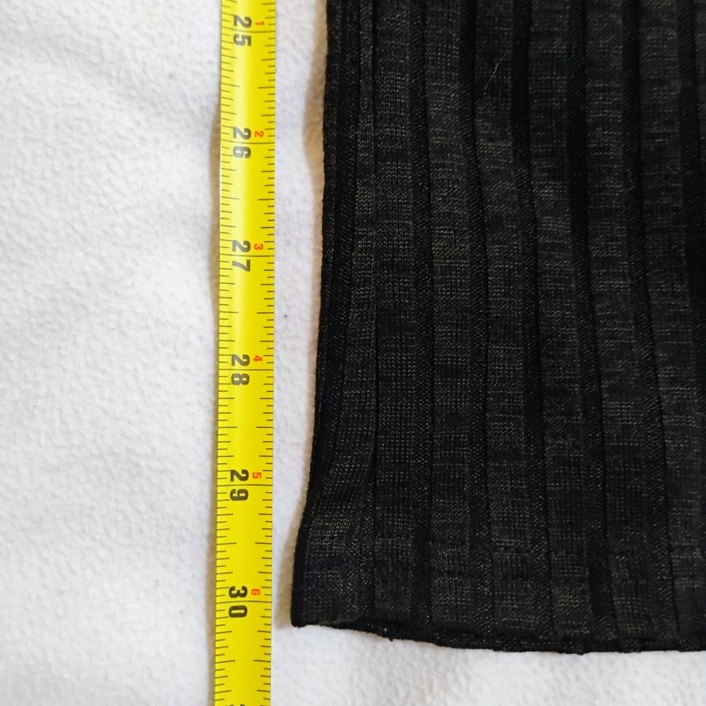 Elegant Black Ribbed Wide Leg Pants - Picture 9 of 9